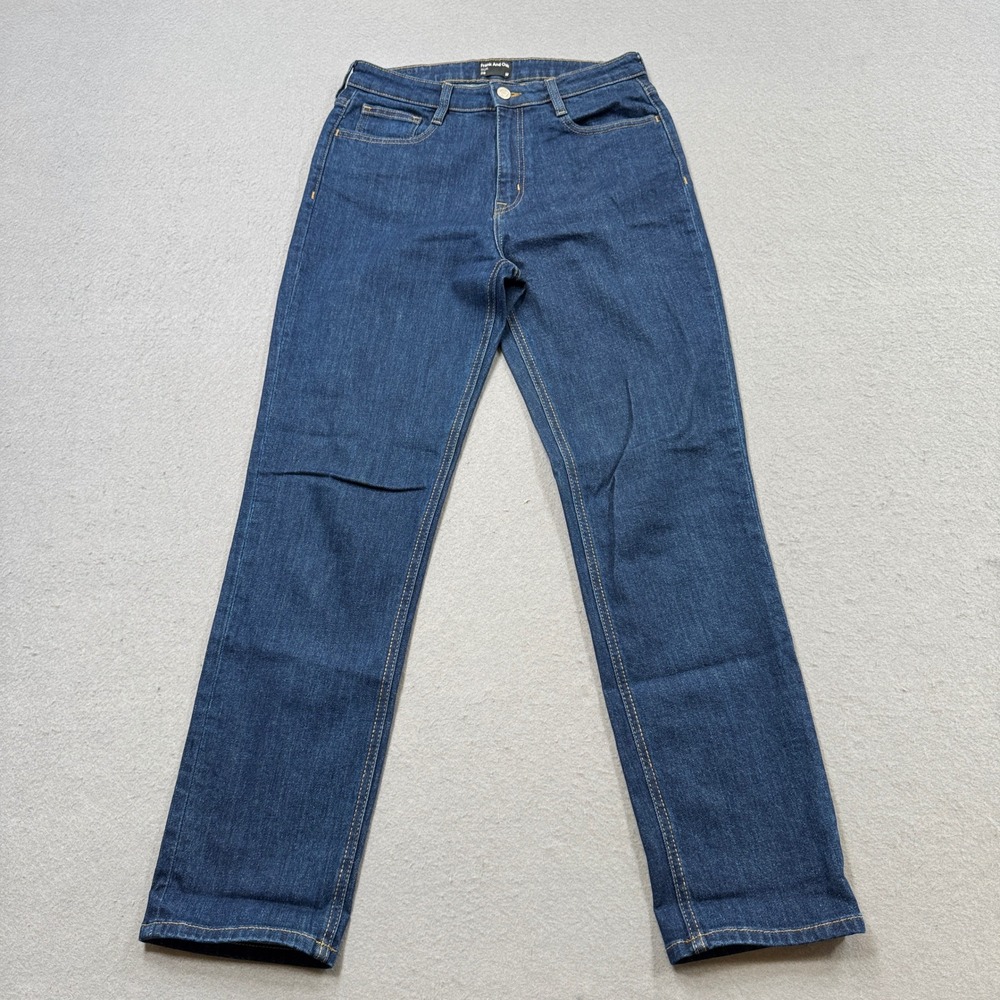 Frank And Oak Cyndi Jeans Women's 28 Blue High Rise Dark Wash Denim Straight Fit